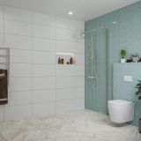 Fortifura Galeria inloopdouche - 30x200cm - mat glas - wandarm - PVD - geborsteld RVS SW797931/SW797908