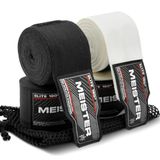 Meister Elite 180" Premium Adult Hand Wraps voor MMA & Boksen - 2 paar Pack w/Mesh Bag - Zwart/Vintage Ivoor