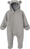 Vertbaudet Overall met capuchon van wol voor baby's met offset opening gemêleerd grijs