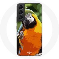 Maniacase Hoesje voor Samsung Galaxy S22 Aras Papegaai Oranje groen