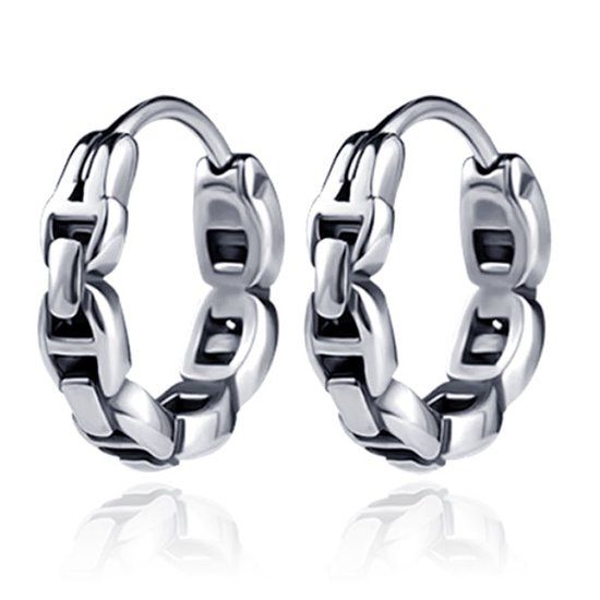 LGT JWLS Lookinggoodtoday LGT JWLS RVS Oorringen zilverkleurig met schakels-design