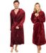 Blumtal Badjas Unisex - Dames en Heren Badjas - Fleece Badjas met Capuchon - met Zakken - Donkerrood - Maat XXXL