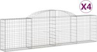 vidaXL Gabions - 4 pieces - arched - 300x30x80/100 cm - galvanized iron