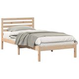 vidaXL Bedframe met hoofdeinde, bruin, 75 x 190 cm, massief grenenhout