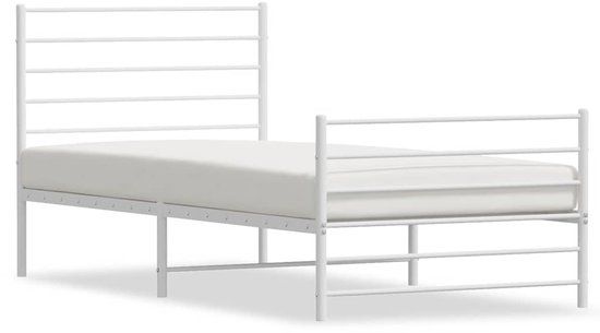 vidaXL Bedframe met hoofd- en voeteneinde Metaal Wit 100x200 cm