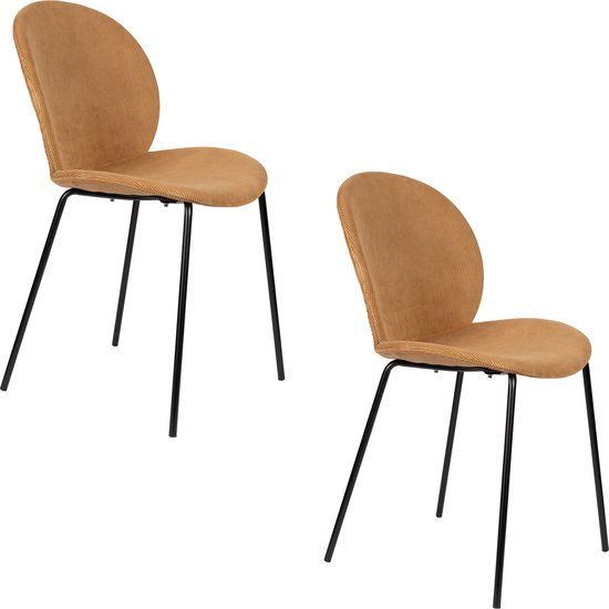 Zuiver Bonnet Eetkamerstoelen Okergeel - Set van 2