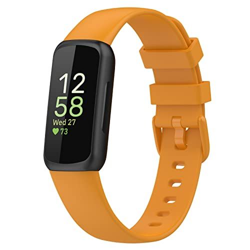 By Qubix Qubix - Compatible met Fitbit Inspire 3 - Sportbandje met gesp - Maat: Large - Oker