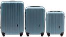 WINGS Reistas - lichtgewicht koffer met wielen en telescopisch handvat, ZILVER.BLUE, 3 SET, koffer