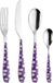Pinti Inox acier inoxydable design couverts "Bollicine Pairs" 24 pièces violet