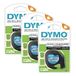DYMO LT Etiketteringstape voor LetraTag labelmakers, zwarte print op transparante etiketten, 1/2 inch x 13 voet rollen, 3 stuks