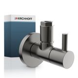 KIRCHHOFF MS Hoekstopkraan - Mat Grafiet - 1/2"BU x 10 mmQ - Met Rozet