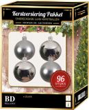 Bellatio Decorations Shoppartners Bv Kerstbal en ster piek set 96x zilver - voor 180 cm boom - Kerstboomversiering zilver