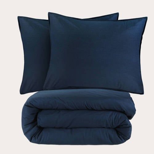 NOUS Living stonewashed dekbedovertrek 2-persoons blauw (200x200 cm)