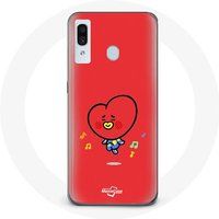 Maniacase Hoesje voor Samsung Galaxy A20e BTS Bangtan Boys BT21 TATA V Rode Achtergrond