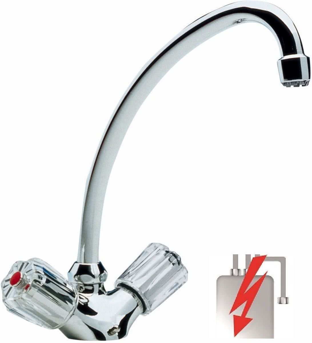 Schütte Duo Mix II Keukenkraan voor Waterverwarmer met vrije Uitloop lage Druk Mengkraan Hoge