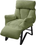 ML-Design Relaxstoel, fauteuil met voetensteun en armleuningen, groen linnen, 5 standen verstelbaar