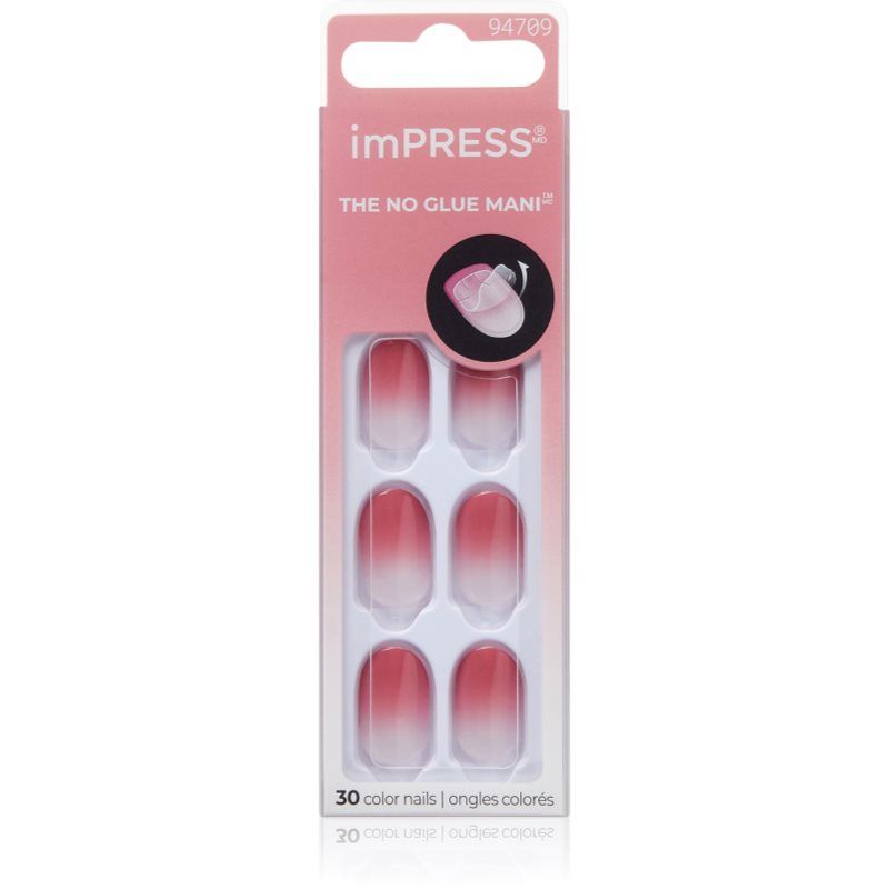 Kiss imPRESS 30 stuks kunstnagels "Beat the Heat" - Roze - Korte ovale vorm - Gepatenteerde nagellijm sterke hechting - Geen afschilfering of vlekken