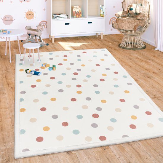 Paco Home Kinder Vloerkleed - Regenboog Dierlijk Stippen - 140x200 cm - Antislip - Polyester - Modern