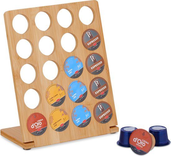 Merkloos Relaxdays capsulehouder - geschikt voor Cafissimo - voor 20 cups - bamboe
