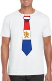 Bellatio Decorations Nederland Wit t-shirt met Hollandse vlag stropdas heren - Nederland supporter M