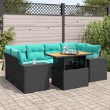Maison Exclusive - Ensemble de meubles de jardin 7 pièces avec canapé et coussins, noir, en polyrotin