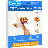 Yamation DTF Transfer Film: A4 (210 mm × 297 mm) 50 vellen premium dubbelzijdige matte afwerking PET-transferpapier direct naar film transfer papier fort shirts, wit (A4 50 vellen)