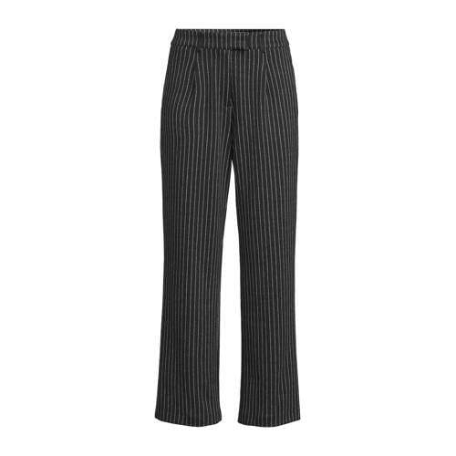 ICHI ICHI high waist wide leg pantalon IXKATE met krijtstreep grijs/offwhite