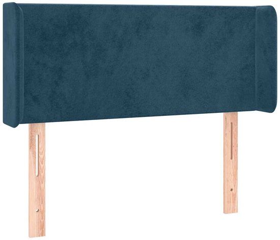 vidaXL Hoofdbord met randen 93x16x78/88 cm fluweel donkerblauw
