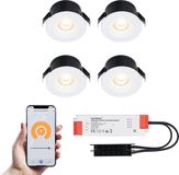 HOFTRONIC Cadiz 4x 12 Volt LED Inbouwspots Wit - 3W Smart WiFi + Bluetooth - 2700K Warm Wit - IP44