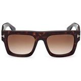 Tom Ford Fausto Ft 0711 Lunettes De Soleil Unisexe Havane Géométrique Marron 53mm