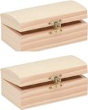 Glorex Hobby Pakket van 2x stuks houten kistjes ronde deksel 8 x 14 cm