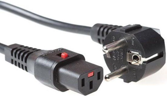 IEC Lock C13 to Schuko CEE 7/7 Power Cable - 2m - Black