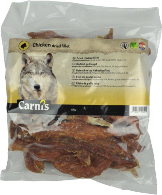 Carnis Kipfilet Gedroogd 400g - Kauwsnack voor Honden - Hypoallergeen & Glutenvrij