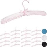 Merkloos 20x kledinghangers satijn - gepolsterd - kleerhangers - stof - roze - hangers