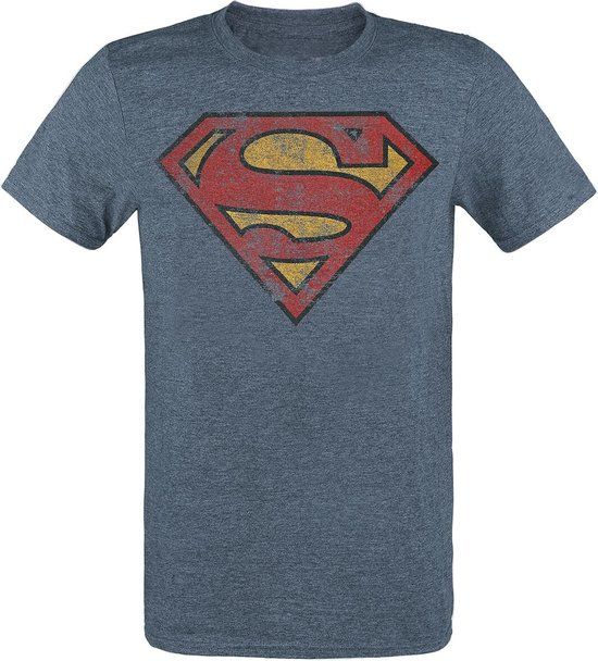 Superman Logo Heren T-shirt - gemêleerd blauw - XL