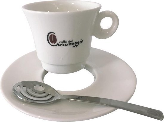 Caffè del Caravaggio Doos met 2 sets van porselein voor cappuccino of lungo