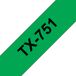 Brother TX-751 Label Tape - 24mm - Black/Green