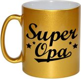 Bellatio Decorations Bol Super opa tekst cadeau mok / beker - 330 ml - goudkleurig - kado koffiemok / theebeker