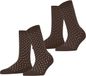 Esprit Fine Dot 2-Pack gedessineerd katoen multipack sokken dames bruin - maat 39-42