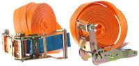 Braun Spanband 2000 daN, eendelig, voor professionals en privétransport, tweedelig, volgens DIN EN 12195-2, kleur oranje, 6 m lengte, 35 mm bandbreedte, met ratel, set van 2