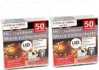 Stern Fabrik 2x Draadverlichting Zilver - 50 Leds - Warm Wit - 500 cm - Afstandsbediening