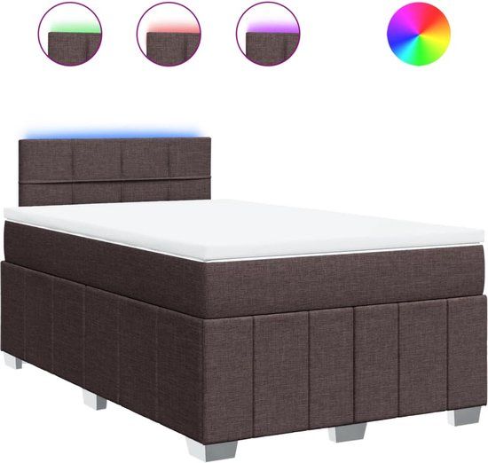 vidaXL Boxspring met matras stof donkerbruin 120x200 cm