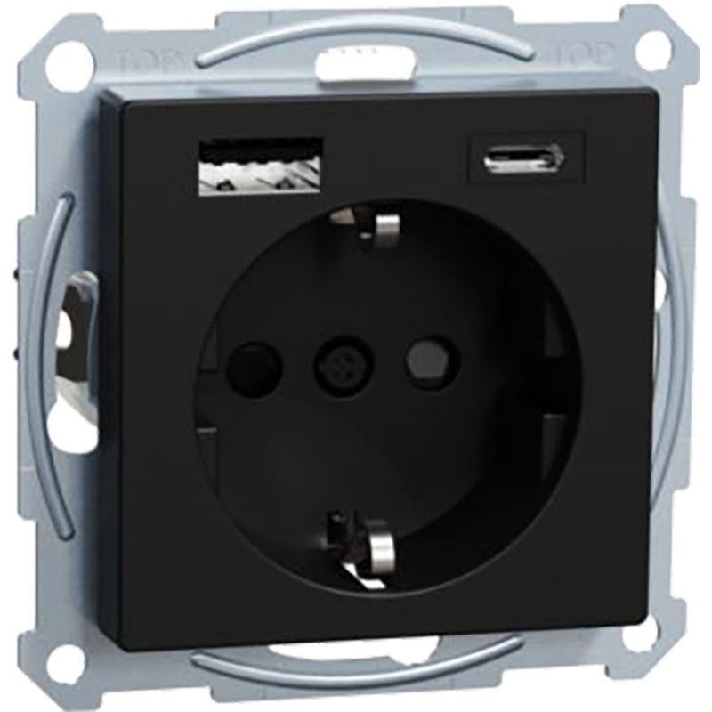 Schneider Electric WCD RA USB A+C 3A Sysm mat zwart
