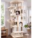 Arbre à chat grand - 188 cm haut - Beige - Avec poteau griffoir et 2 maisons pour chat - Pour grands chats