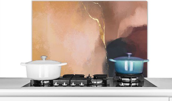 Spatscherm keuken - Pastel - Verf - Abstract - Achterwand keuken - 90x60 cm - Aluminium