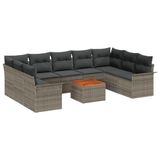 vidaXL Tuinbank Set 10 st Grijs poly rattan