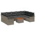 vidaXL Banc de jardin 10 pièces Gris poly rotin