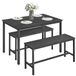 VASAGLE Ensemble de table à manger avec 2 bancs, 110 x 70 x 75 cm | Table de cuisine, cadre en acier, peu encombrant, pour salle à manger, salon, noir, collection BARNET KDT070B21