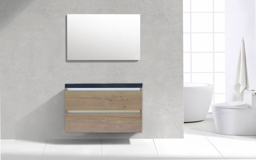 Badkamerplanet Badkamermeubel Generation Tabak Eik 100 cm Natuursteen