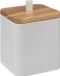 5Five Wattendispenser - wit - kunststof - bamboe - 9 x 9 x 10 cm